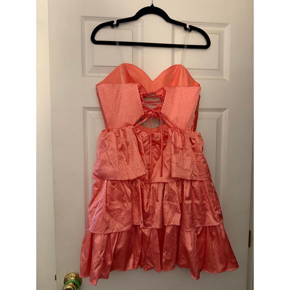 Cute Coral Shorty Dress With Glitter NWT - Picture 2 of 6